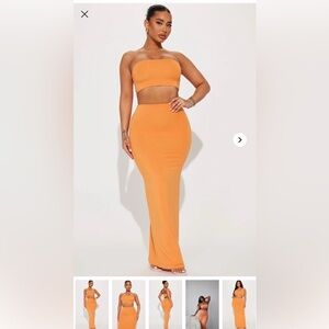 Another Time Double Lined Fashion Nova Skirt Set - Orange